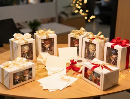 Corporate gift table with keepsake boxes