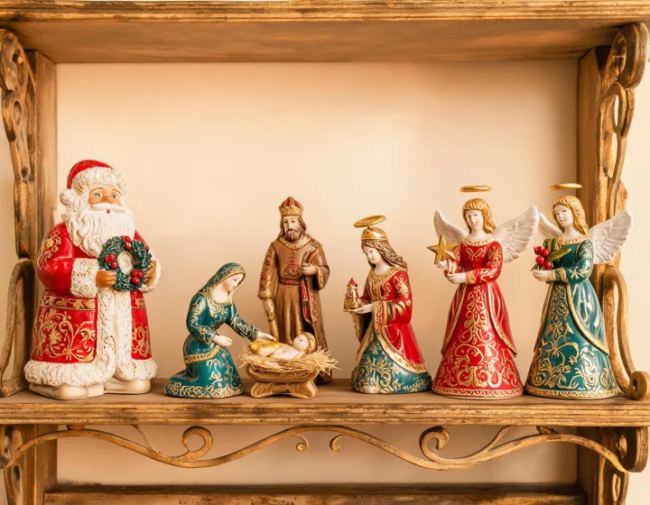 Jim Shore collectible figurines arranged in a warm lookbook display